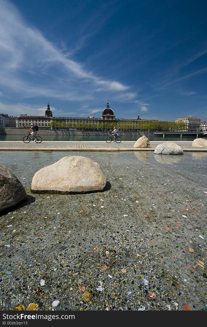 Rhone river bank view