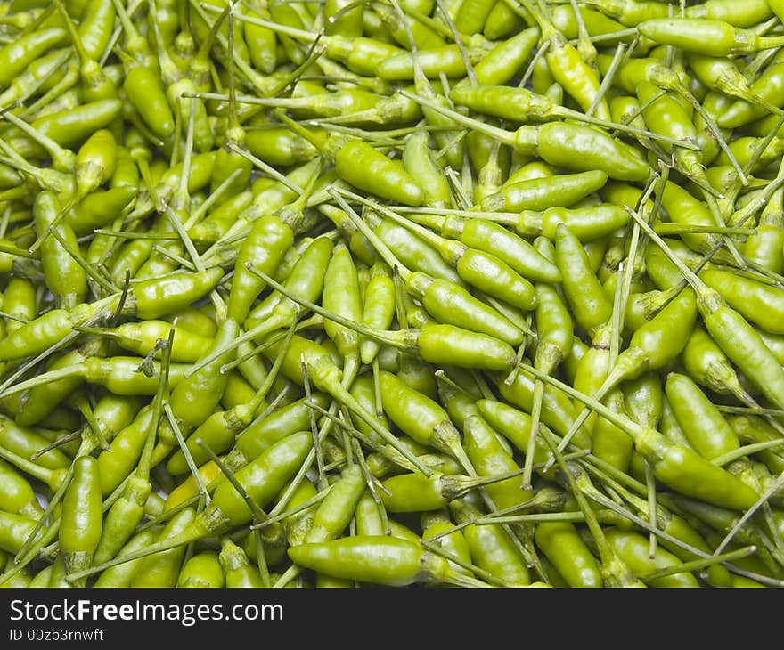 A Pile of Green Prik ki nu Chilies