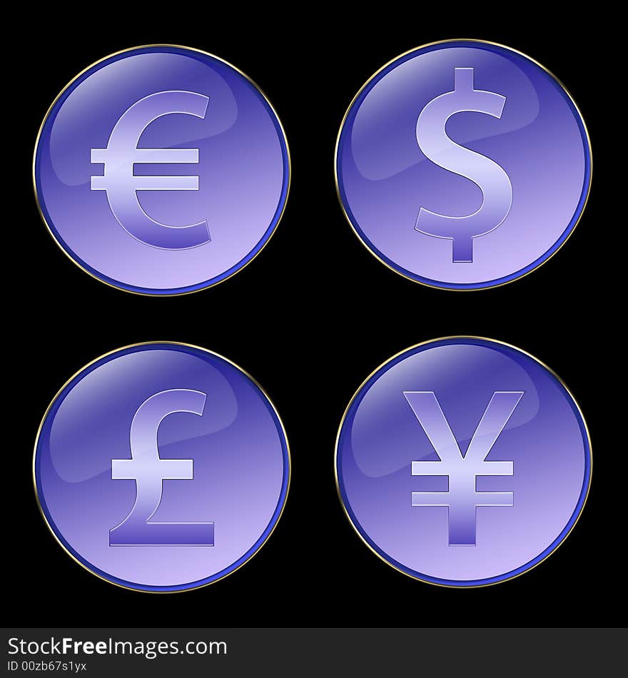 Currencies Signs Buttons