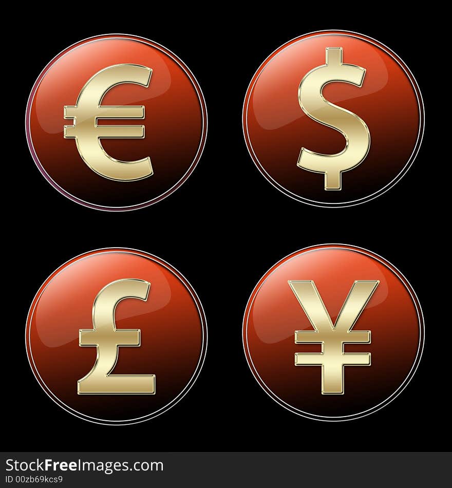 Currencies Signs Buttons