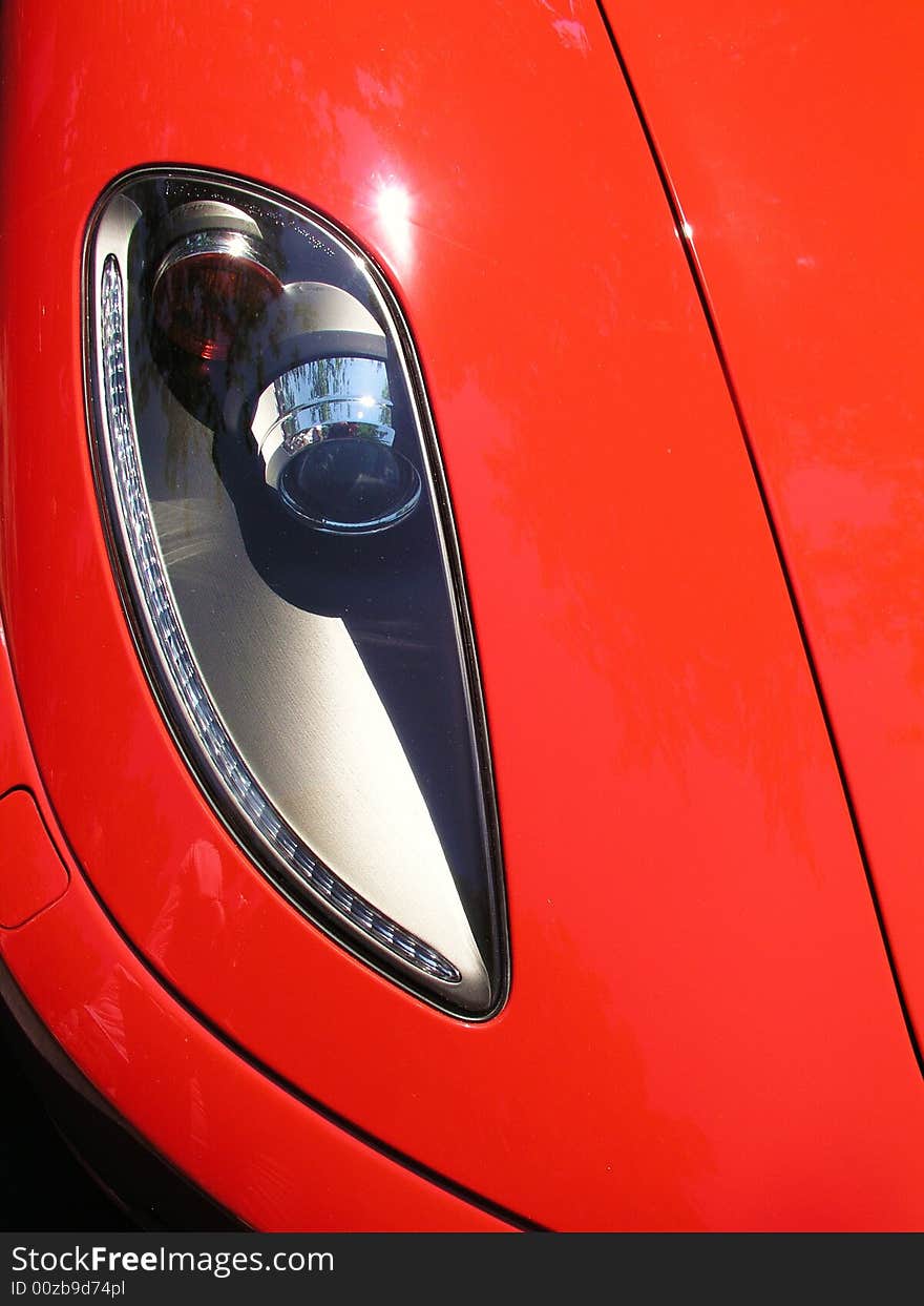 Right Headlight on an exotic sports car. Right Headlight on an exotic sports car