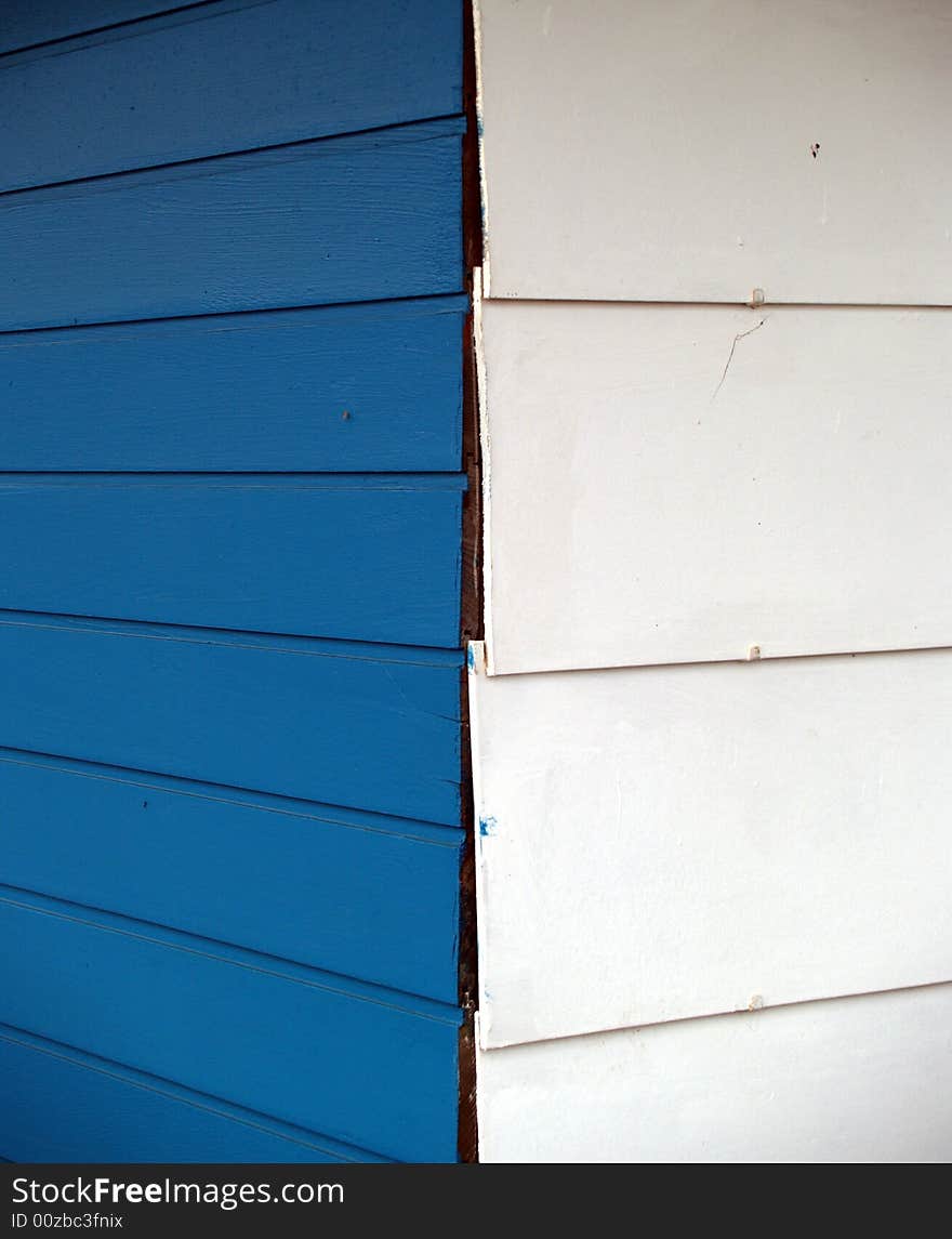 Blue and white wooden lining