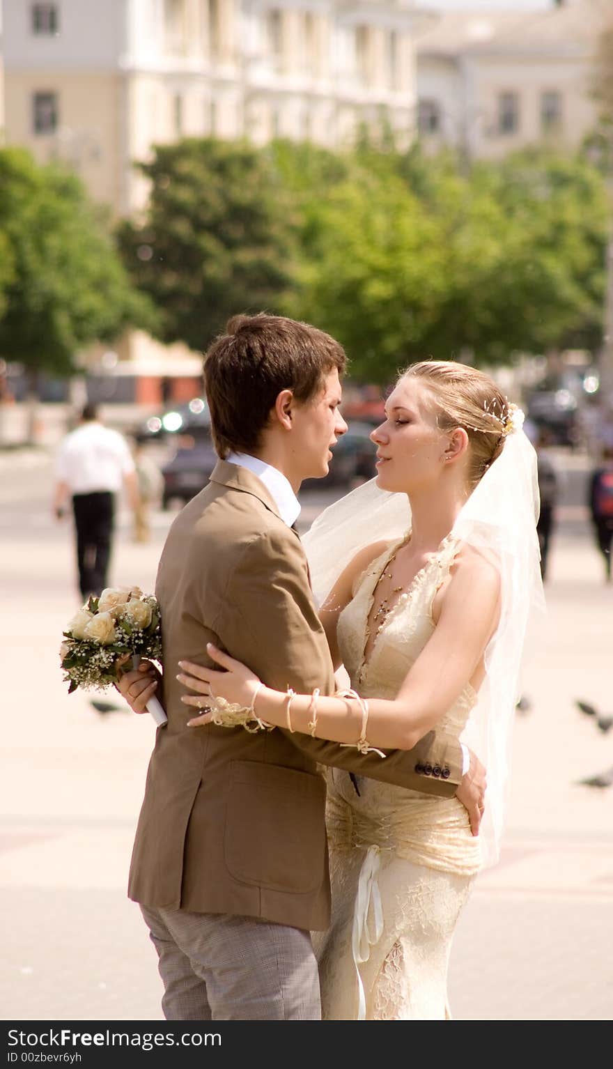 Wedding portrait of a newly-married couple