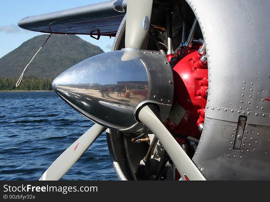 Water plane with blue skies fron a plane. Water plane with blue skies fron a plane