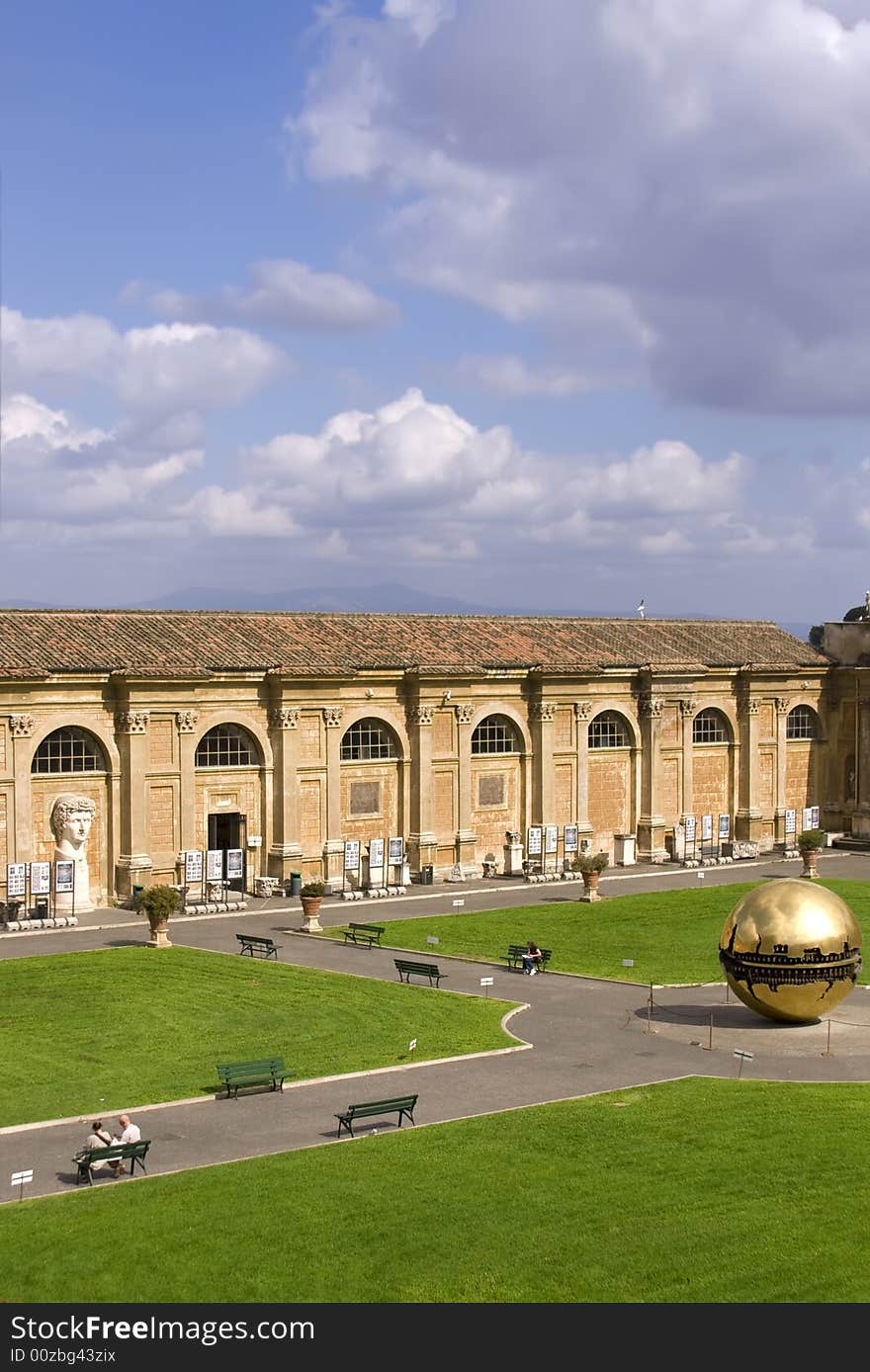 Green field with golden ball in Vatican