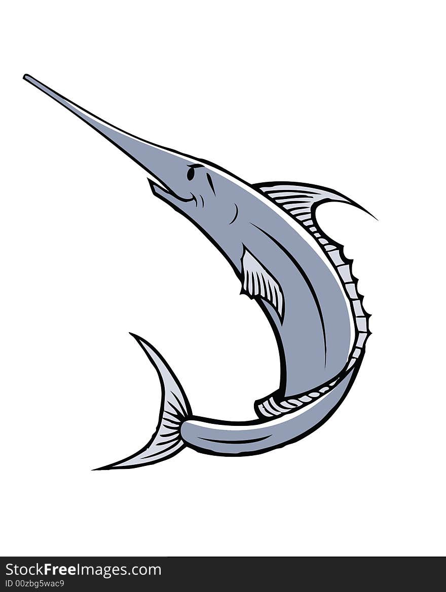 Cartoon illustration of a marlin