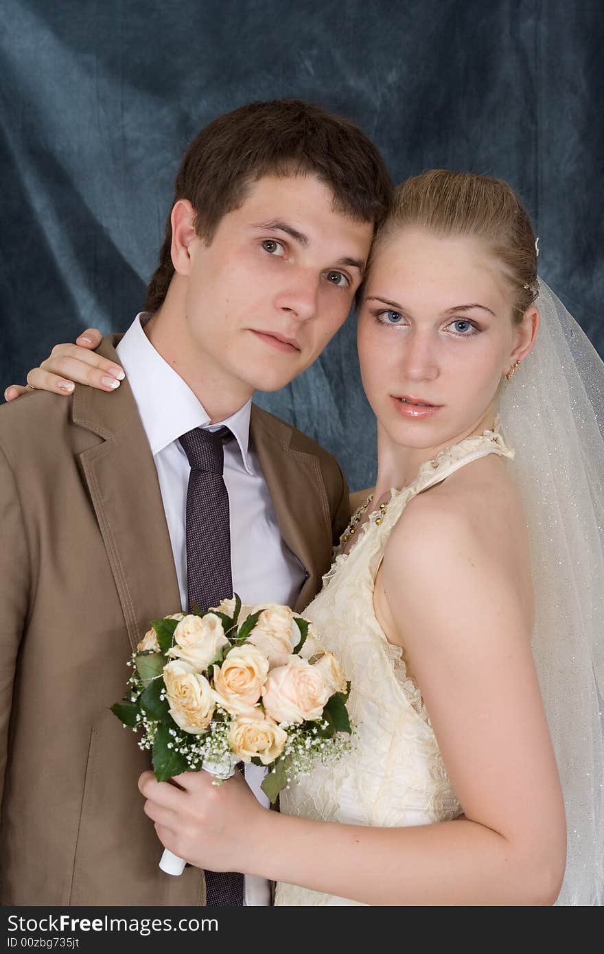 Wedding portrait of a newly-married couple