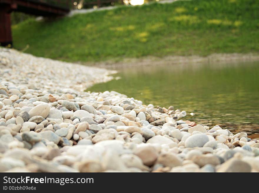 Pebble beach on Bundek lake. Pebble beach on Bundek lake.