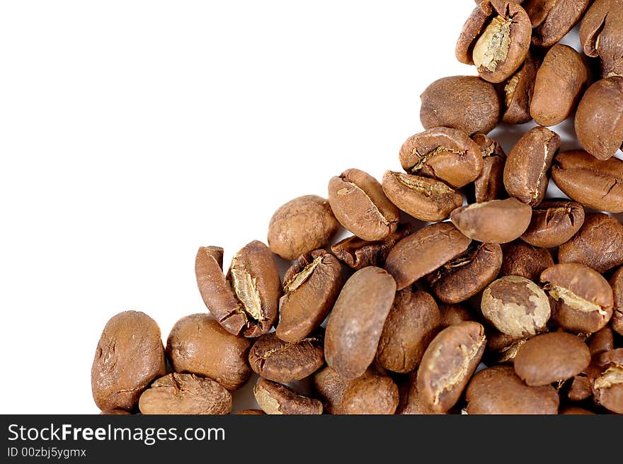 Grains of coffee iolated on a white background. Grains of coffee iolated on a white background