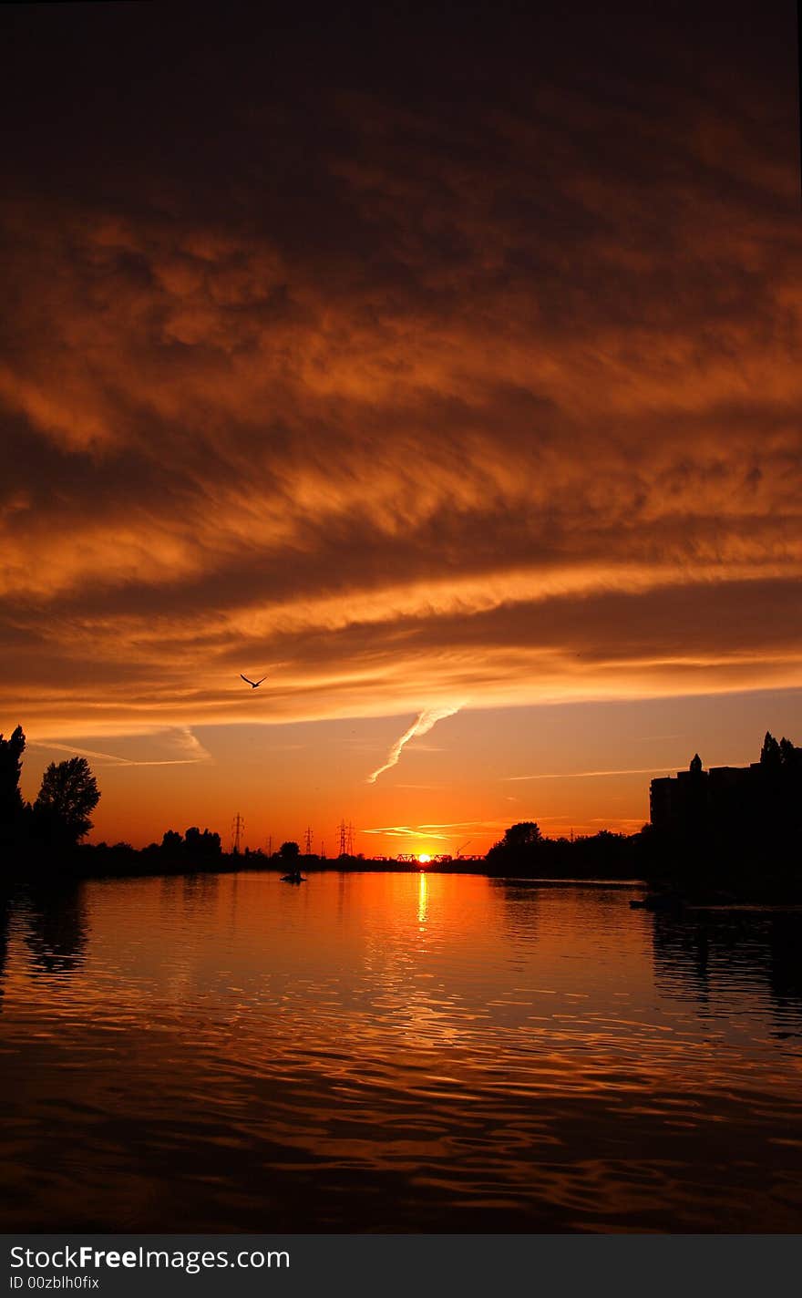 Sunset in Oradea (Romania), near river Crisul Repede.