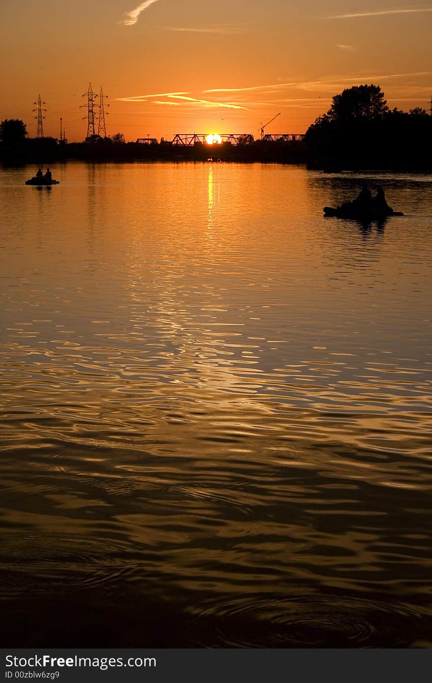 Sunset in Oradea (Romania) near river Crisul Repede. Sunset in Oradea (Romania) near river Crisul Repede.