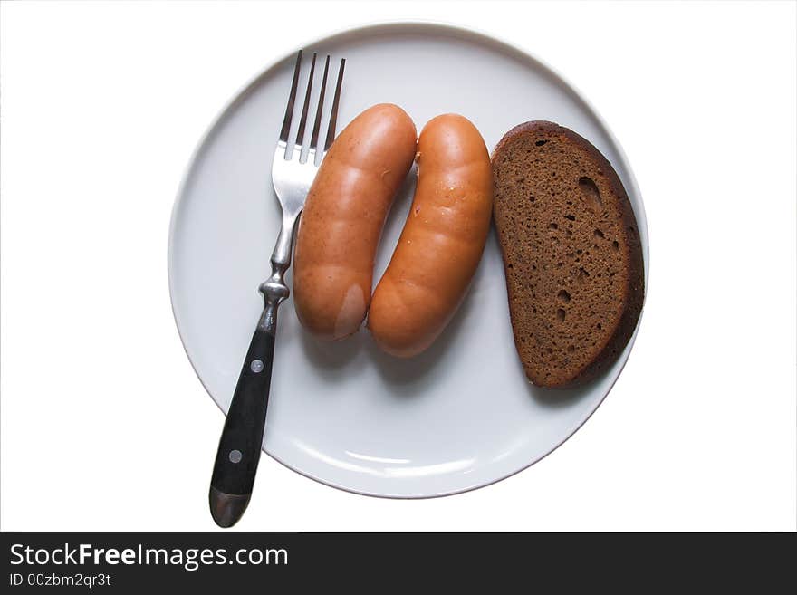 Simple food - sausages with rye bread