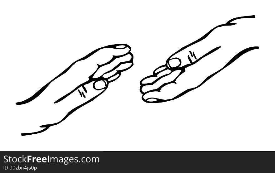 Hands on white background. Vector. Hands on white background. Vector