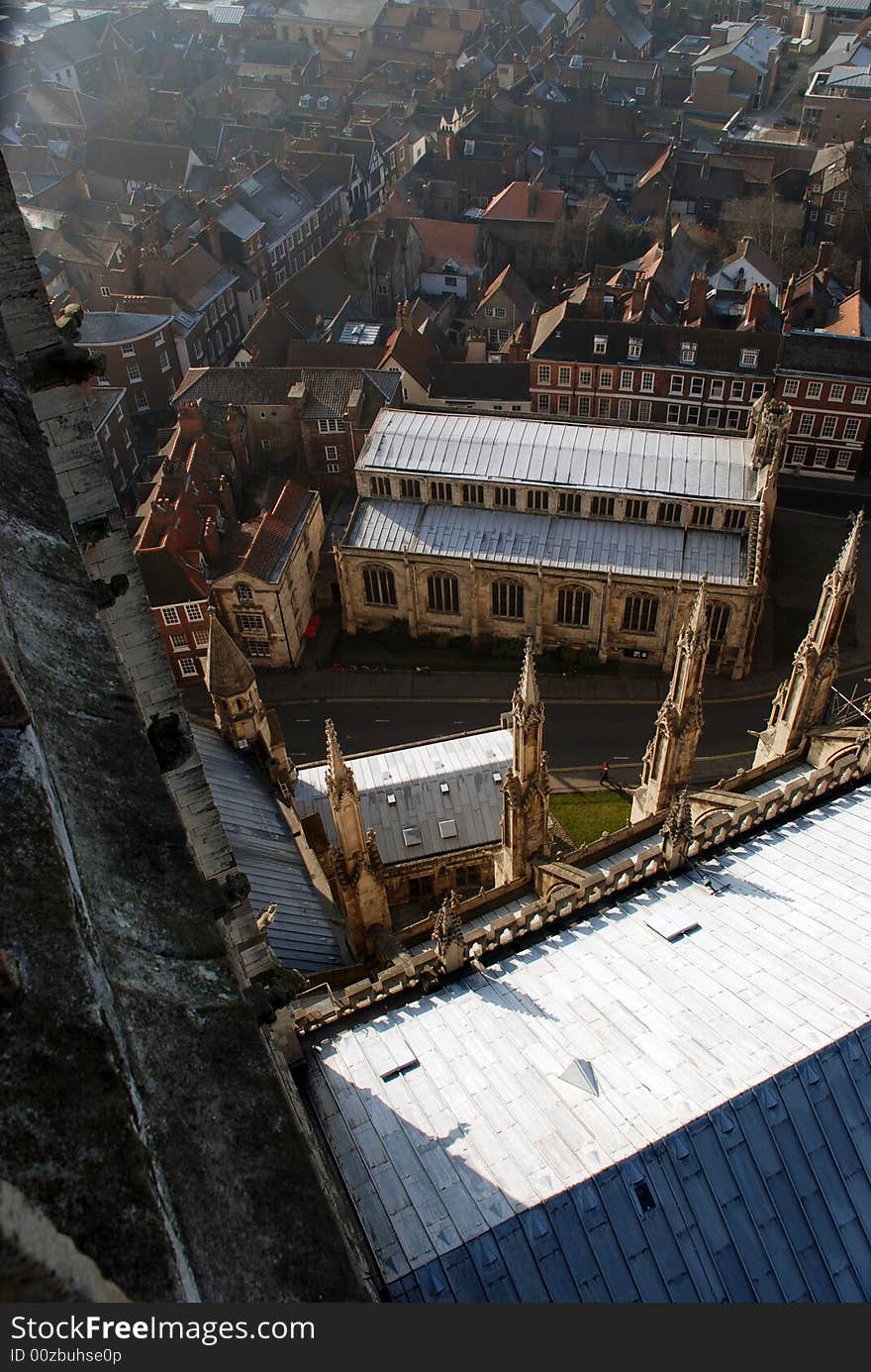 Photo of York Mister and the streeet signs just outside to direct tourists to the right destinations of this historic city. Photo of York Mister and the streeet signs just outside to direct tourists to the right destinations of this historic city