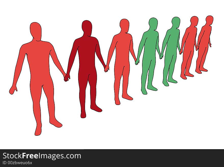 3d illustration - isolated 3d people - outsiders (with vector eps format)