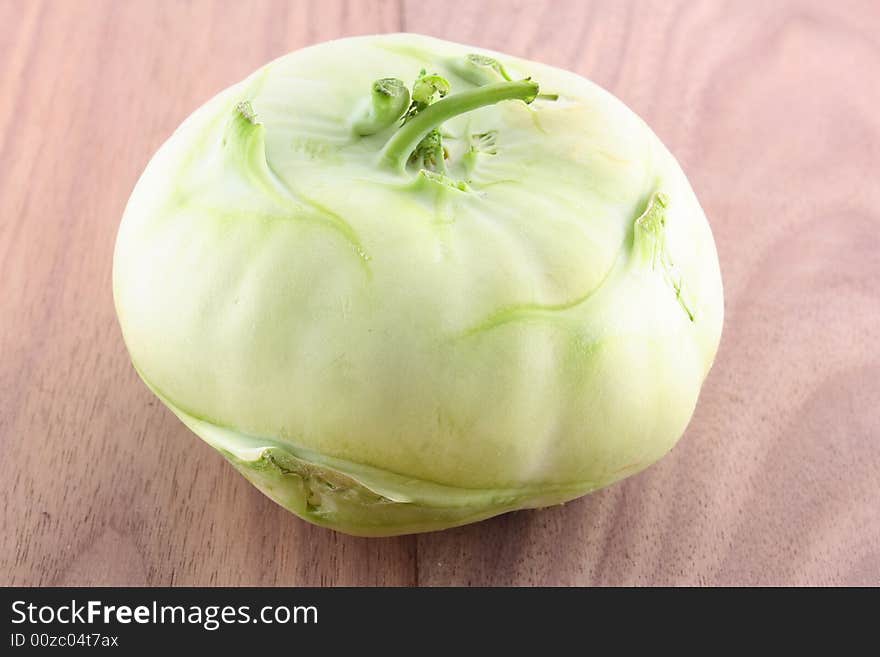 Head of kohlrabi isolated over background