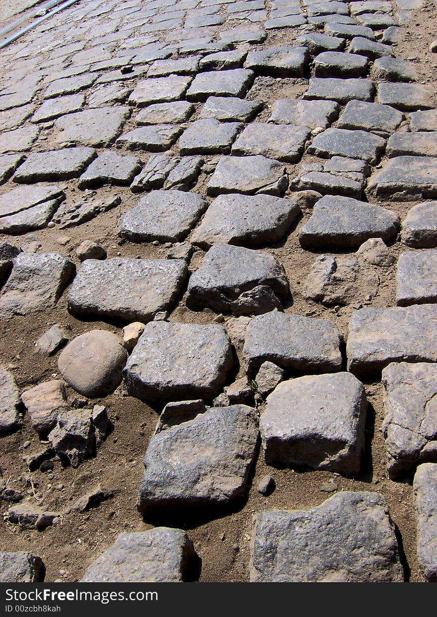 Cobbled stone road