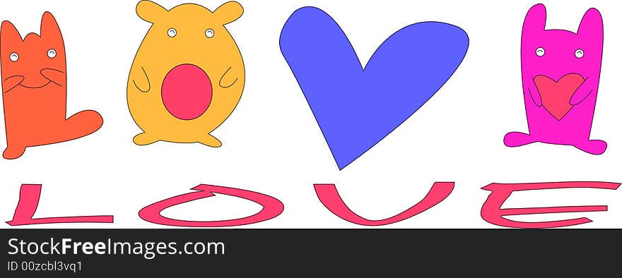 Vector illustration of cute love