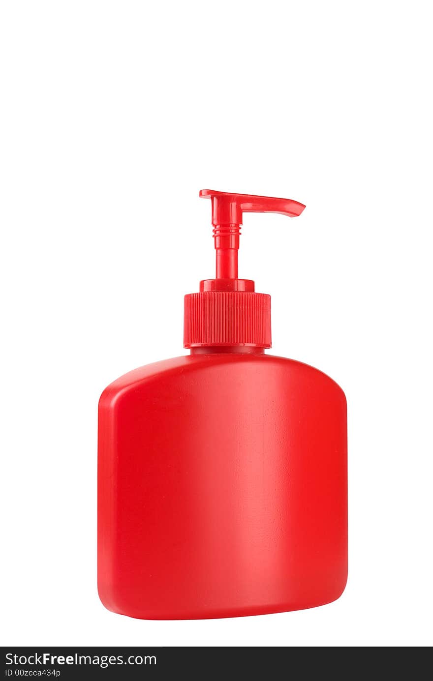 Red soap bottle