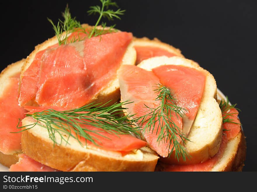 Sandwiches With Slices Of A Salmon