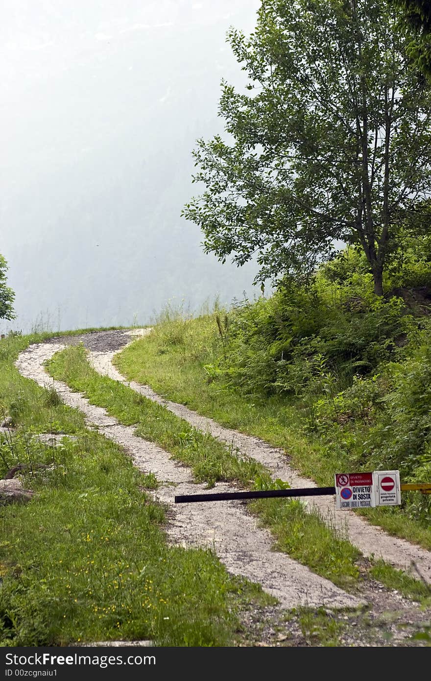 A panoramic view of landscapes, animals and equipment of the mountain