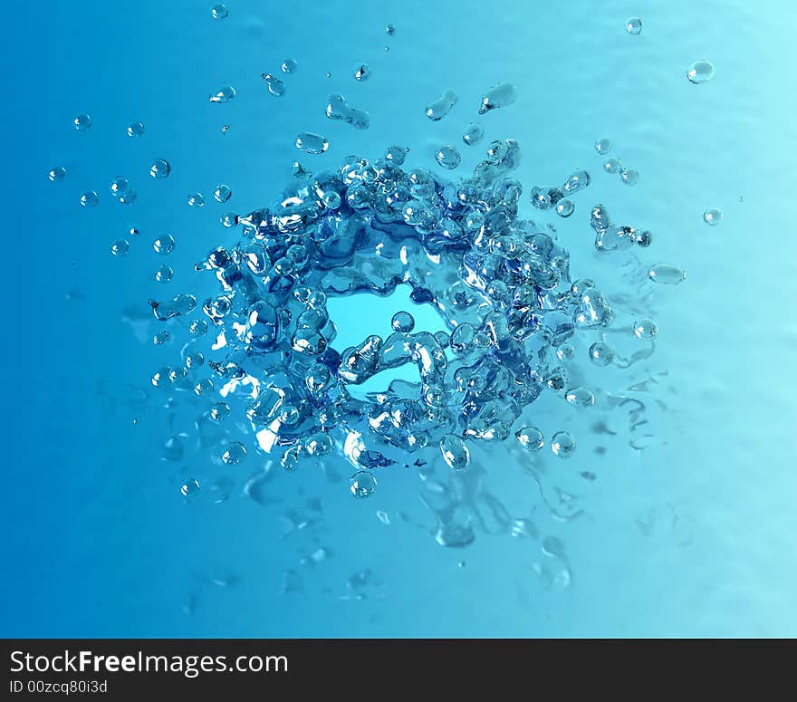 Sparks of blue water ( computer-generated image ). Sparks of blue water ( computer-generated image )