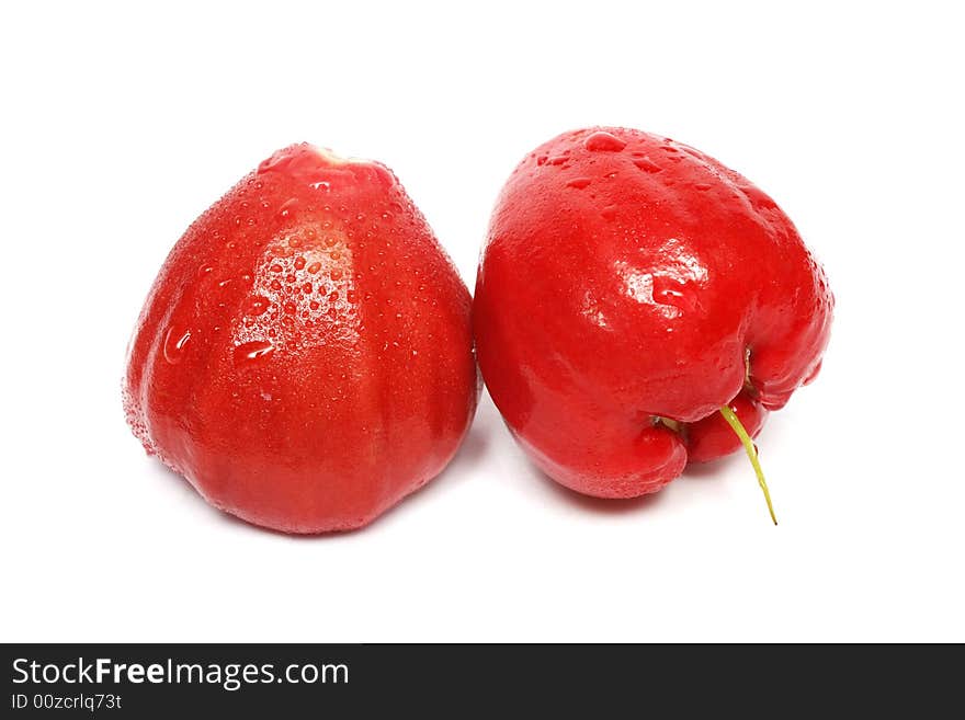 Two wet water apple isolated on white background. Two wet water apple isolated on white background.