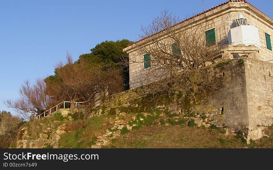 Lighthouse in resort Lanterna - Porec, Croatia, now also used as a tourism destination