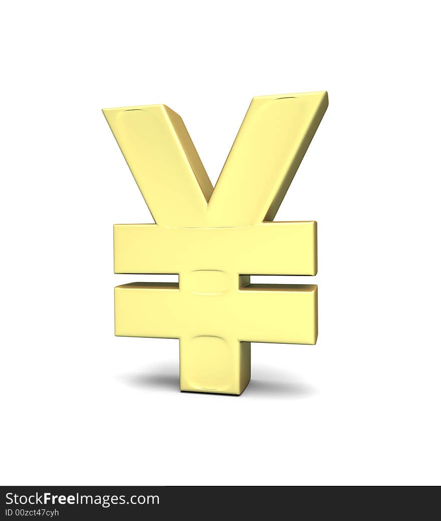 Yen currency symbol on white background with clipping path; 3d render