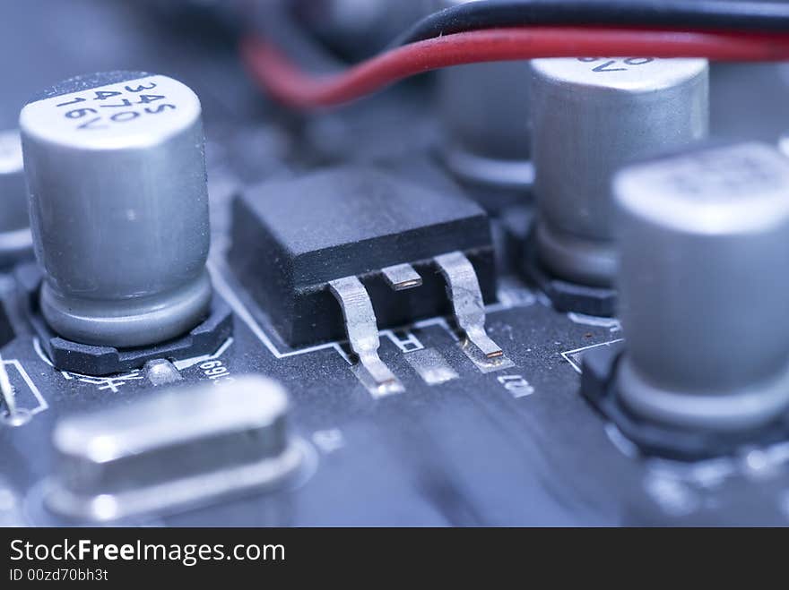 Macro shot of video card parts. Macro shot of video card parts