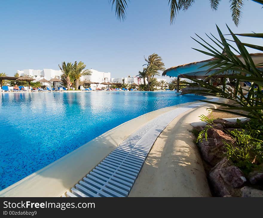 Blue Swimming Pool in the Hotel