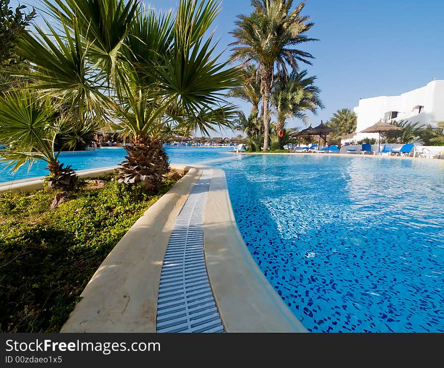 Blue Swimming Pool in the Hotel