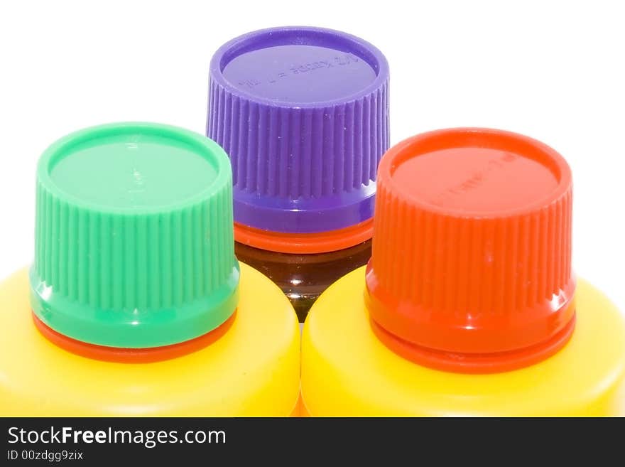 A group of three flaskets isolated on the white background