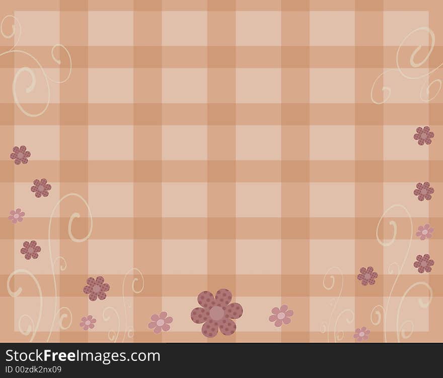 Mauve plaid floral background