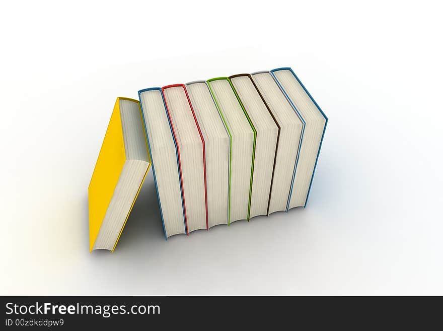 Pile of books - isolated on white background - photorealistic 3d render