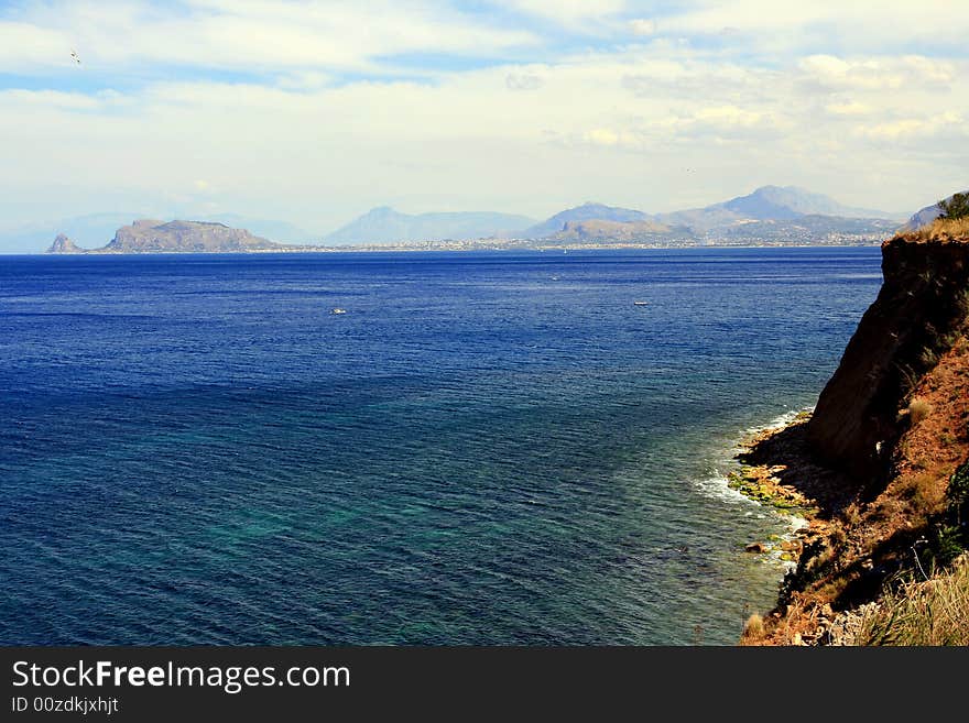 Palermo, sea coast summer landscape