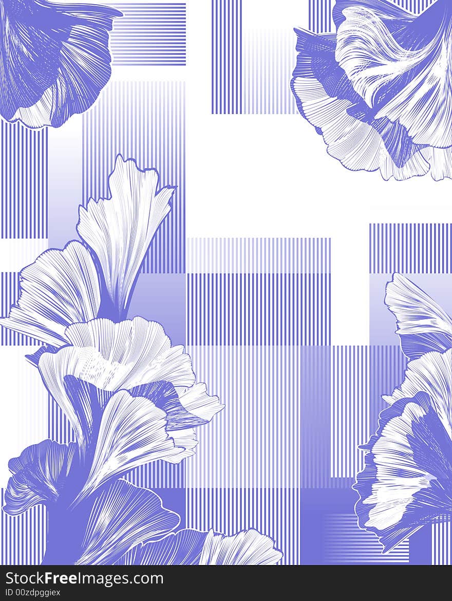 The Blooming lilies on background of geometric elements. The Blooming lilies on background of geometric elements.