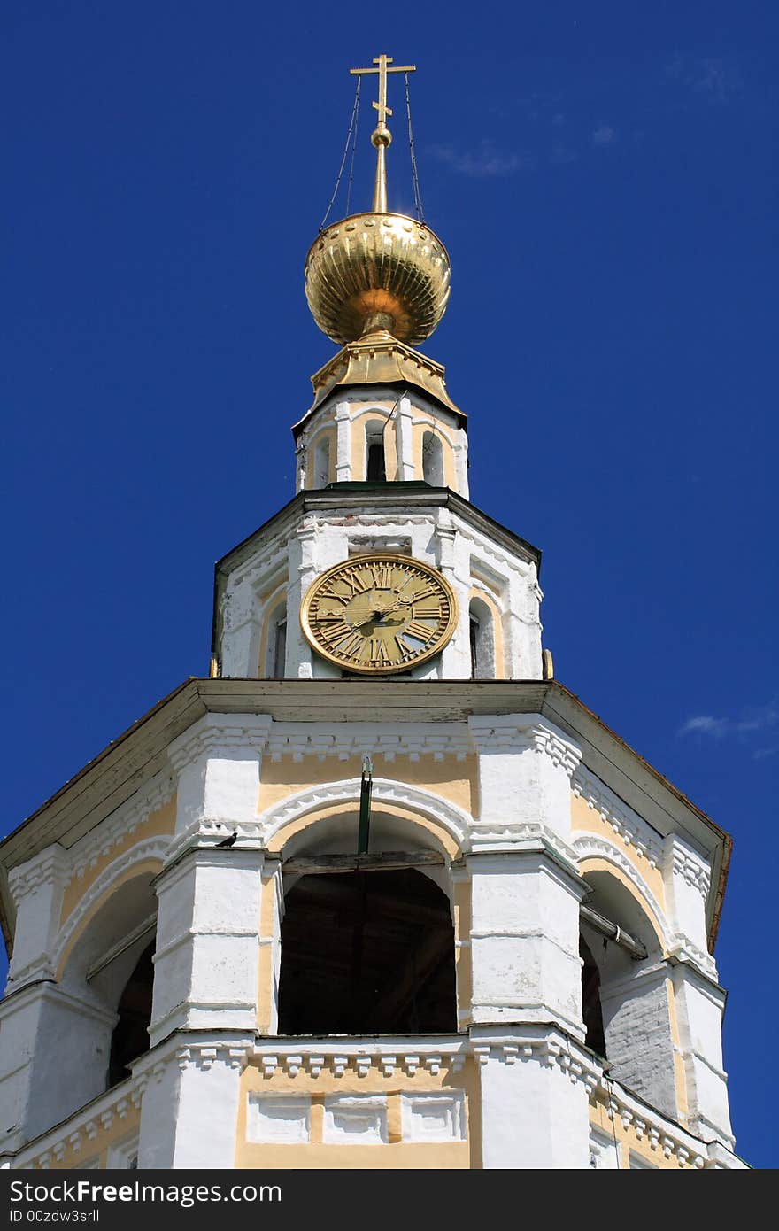 The orthodox church tower with clock, Russia