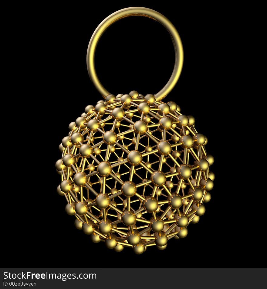 Isolated decoration made of gold with a lot of reflections. Isolated decoration made of gold with a lot of reflections