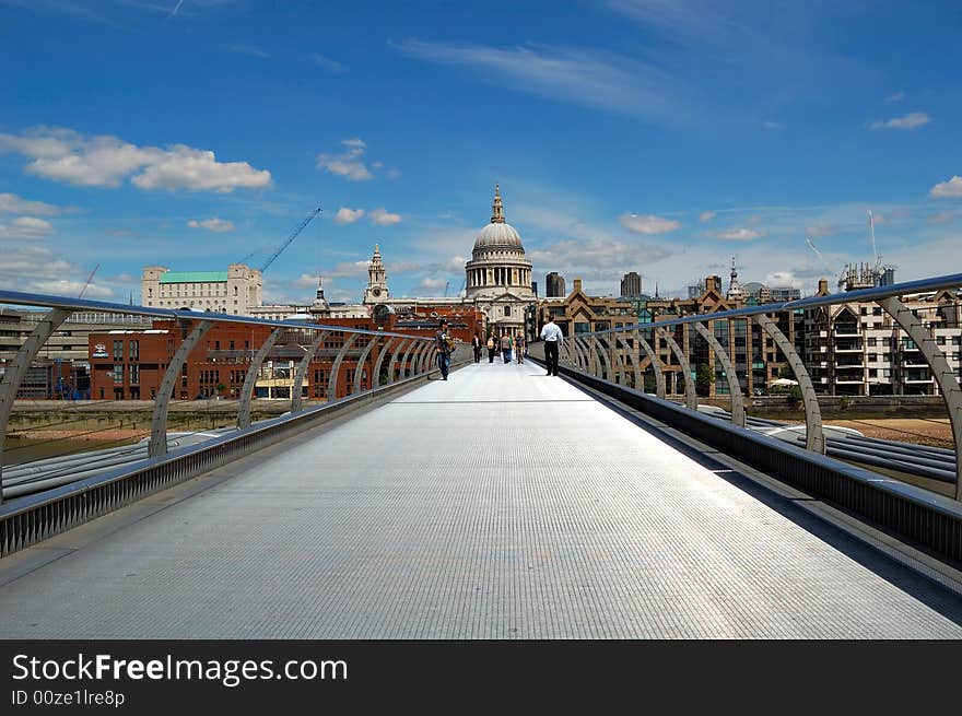 St Paul Cathedral And The Millennium Bridge