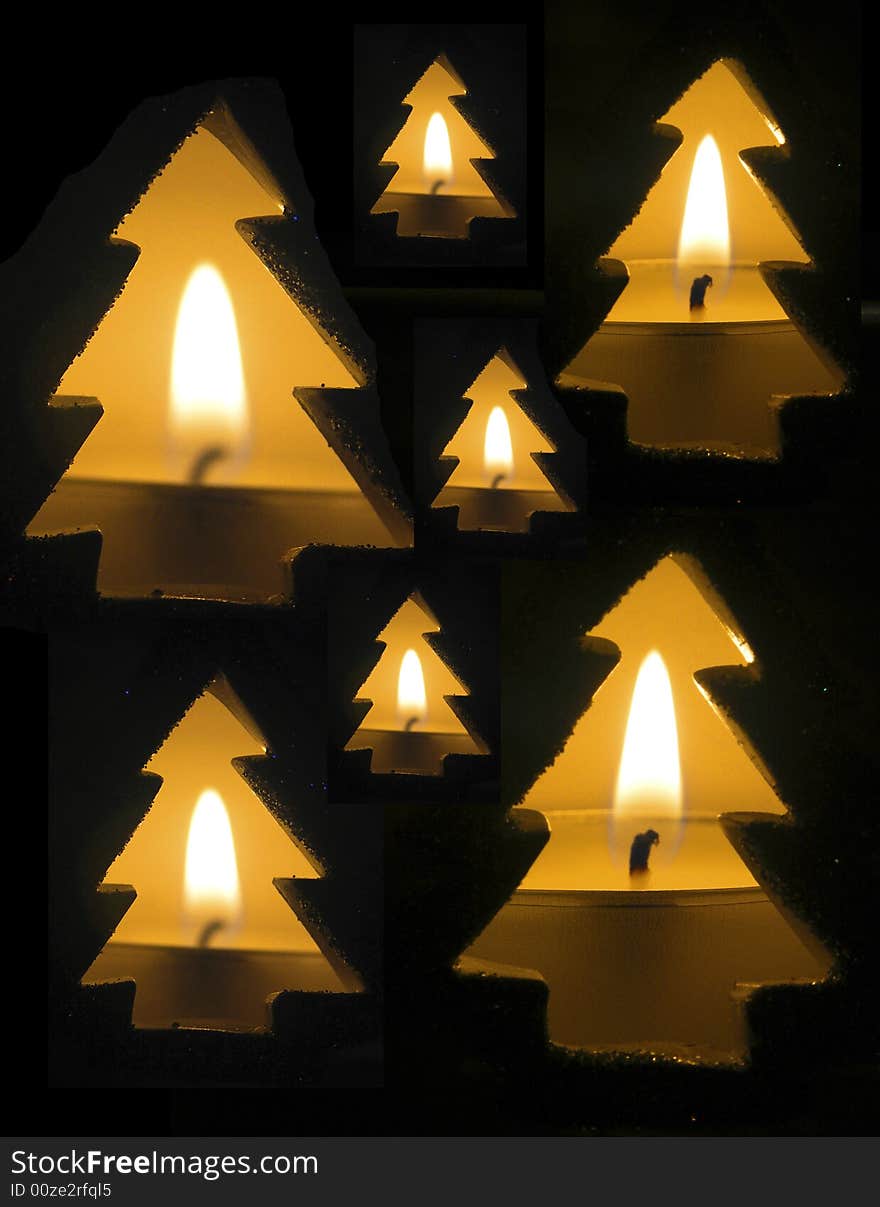 Christmas background - candle and spruce