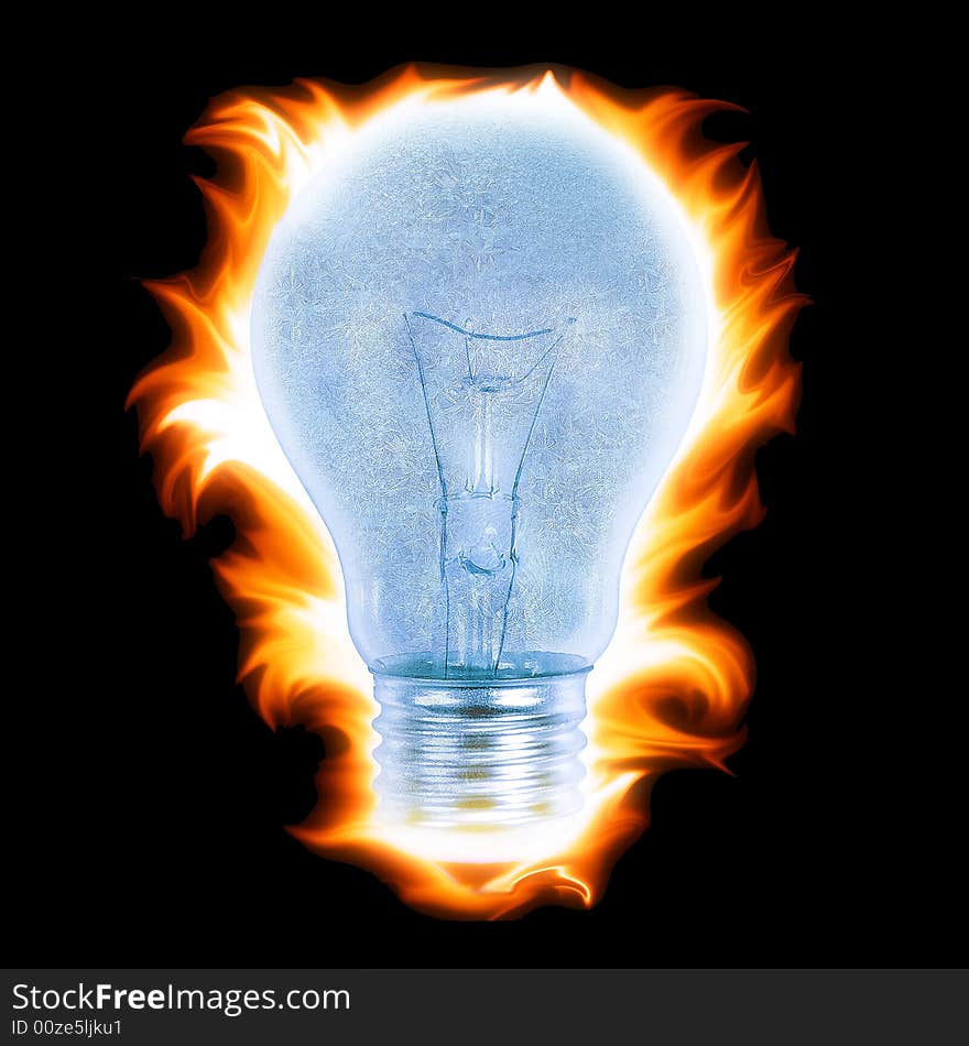 The ice bulb is envelop by fire. The ice bulb is envelop by fire