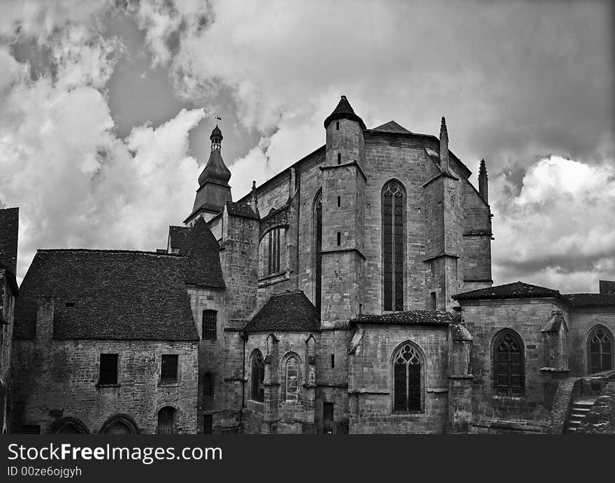 The Cathedrale St-Sacerdos in Sarlat. The Cathedrale St-Sacerdos in Sarlat