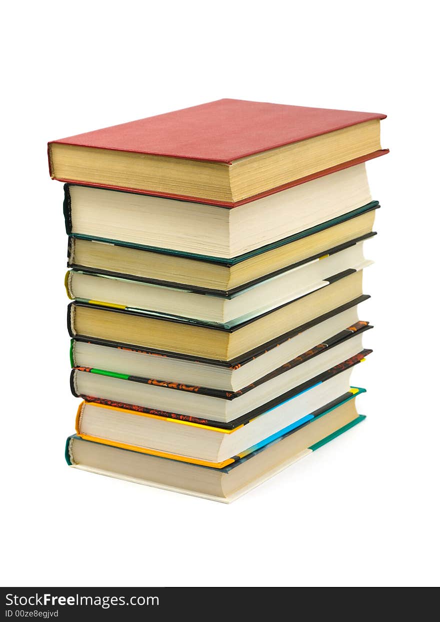 Stack of books isolated on white background