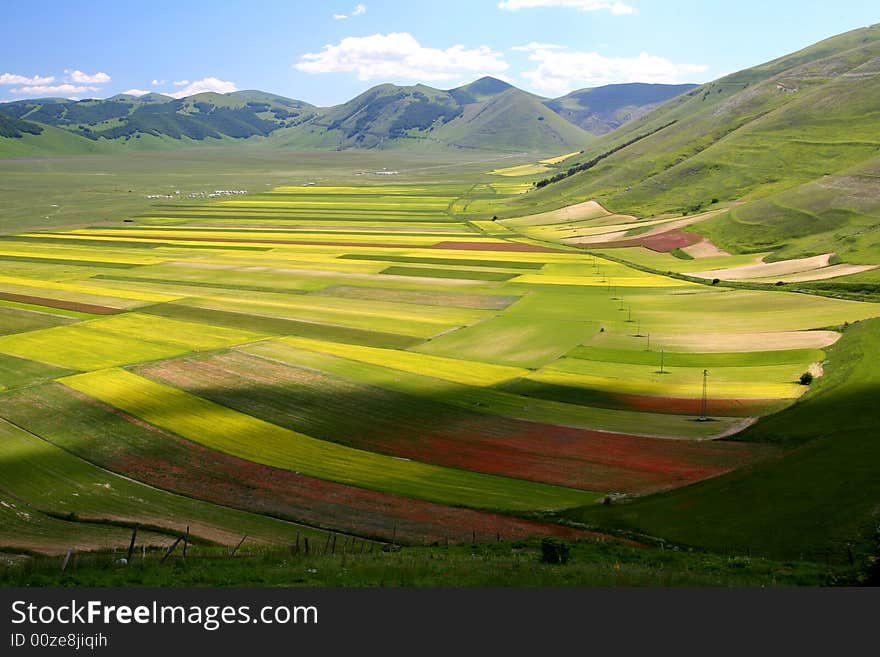 Summer landscape captured near Castelluccio di Norcia - Umbria - Italy. Summer landscape captured near Castelluccio di Norcia - Umbria - Italy