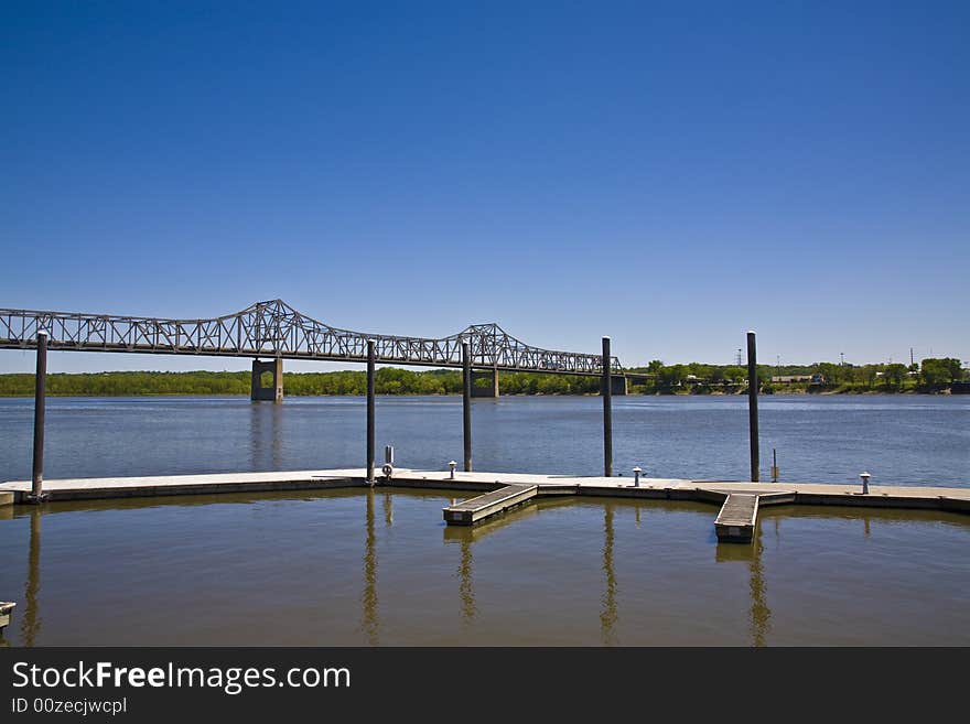 Docks at the river's edge. Docks at the river's edge