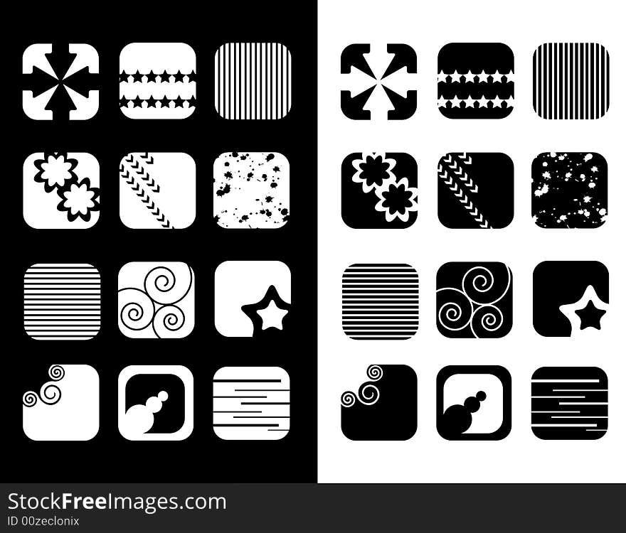 Set of icon in black and white. Set of icon in black and white