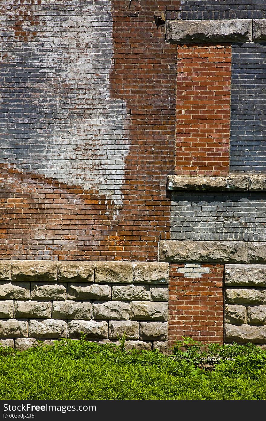 Bricked church windows and wall. Bricked church windows and wall