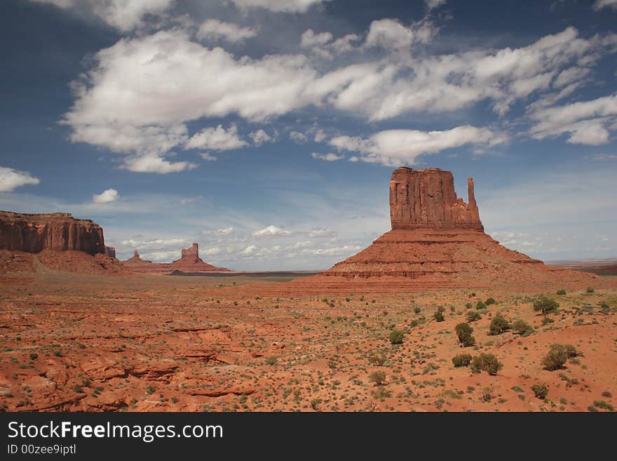 Beautiful cloudscape scene over the famous rock formations in Monument Valley. Arizona/Utah State line. USA