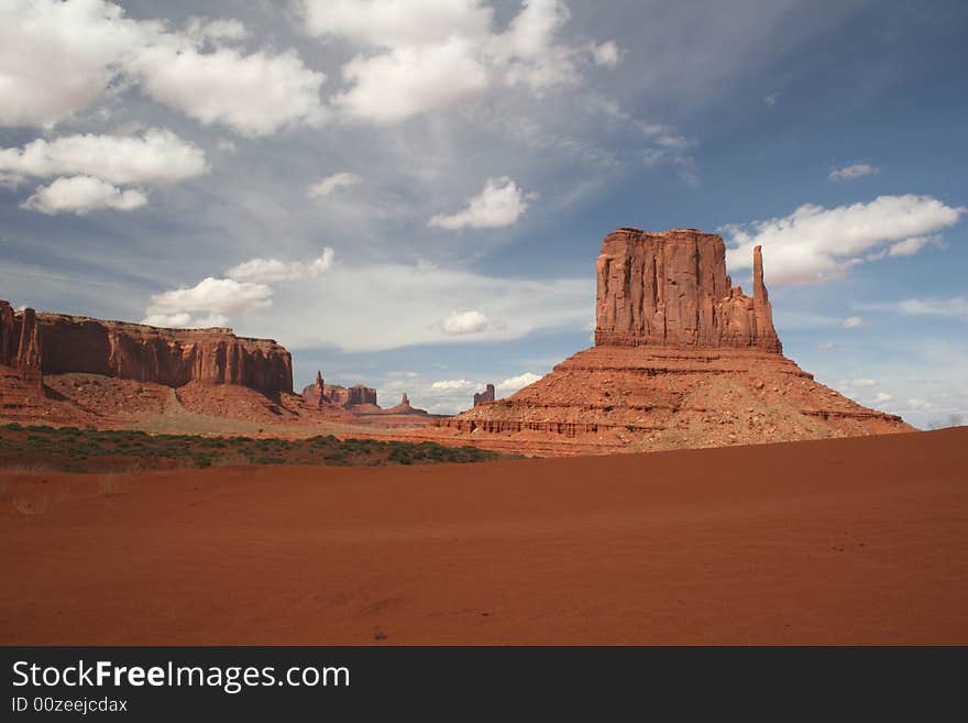 Cloudscape over the famous rock formations in Monument Valley. Arizona/Utah State line. USA